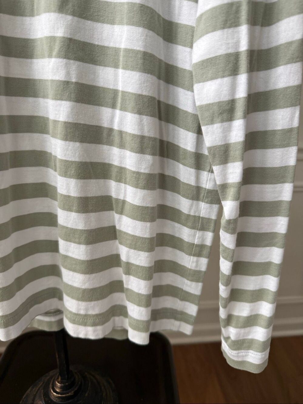 Lacoste Stripe Tshirt Hoodie Mens Size 4 S M Sage Green Striped Lightweight Pull - Picture 6 of 8
